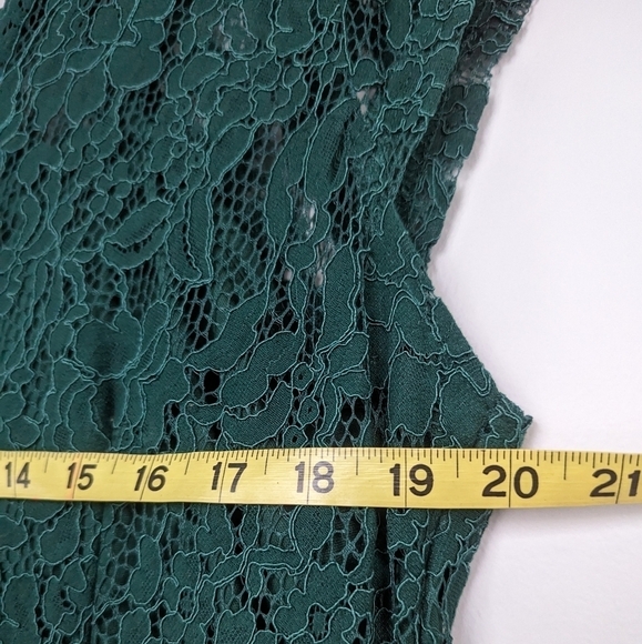 Miusol Green Faux Wrap Ruffle Dress Scalloped Neck HiLo Cap Sleeve sz XXL= US L - Picture 8 of 9